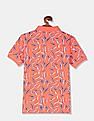 U.S. Polo Assn. Kids Boys Orange Leaf Print Pique Polo Shirt