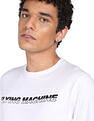 Flying Machine Ribbed Neck Brand Print Sweatshirt