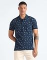 Flying Machine Geometric Print Cotton Polo Shirt