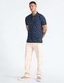 Flying Machine Geometric Print Cotton Polo Shirt