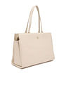 Tommy Hilfiger Solid Beige Polyester Tote Bag