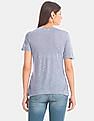 U.S. Polo Assn. Women Blue Slubbed Modal Jersey Printed T-Shirt