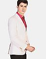 U.S. Polo Assn. Men Off White Single Breasted Patterned Weave Casual Blazer