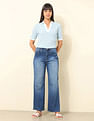 U.S. Polo Assn. Women High Rise Wide Leg Fit Jeans