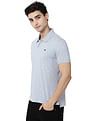 AD by Arvind Metallic Geometric Print Cotton Polo Shirt