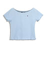 Tommy Hilfiger Kids Girls Boat Neck Ribbed T-Shirt