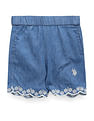 U.S. Polo Assn. Kids Girls Embroidered Denim Shorts