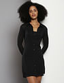 Calvin Klein Layered Sheer Ribbed Dress