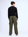 Flying Machine Relaxed Fit Solid Cargo Trousers