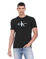 Calvin Klein Men Black Crew Neck Brand Print Cotton T-Shirt