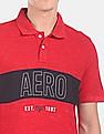 Aeropostale Men Red Short Sleeve Colour Block Pique Polo Shirt
