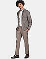 Tommy Hilfiger Men Light Brown Dobby Flex Flat Front Casual Trousers