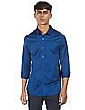 Calvin Klein Men Blue Spread Collar Solid Casual Shirt