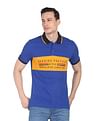AD by Arvind Contrast Panel Printed Polo Shirt
