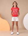 U.S. Polo Assn. Kids Girls Brand Printed Regular Fit T-Shirt