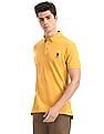 U.S. Polo Assn. Yellow Button Down Collar Pique Polo Shirt