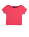 Tommy Hilfiger Kids Girls Boat Neck Ribbed T-Shirt