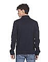 Aeropostale Men Navy Spread Collar Dark Washed Jacket