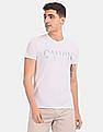 Calvin Klein Men White Slim Fit Brand Logo T-Shirt