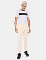 Flying Machine Men Cream Drawstring Waist Cotton Joggers