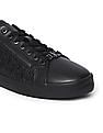 Calvin Klein Men Black Vulcanized Zipper Debossed Lace Up Sneakers