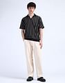 Flying Machine Vertical Striped Relaxed Polo Shirt