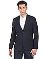 Tommy Hilfiger Men Navy Notch Lapel Collar Check Formal Blazer