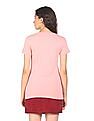 Aeropostale Women Pink Brand Print Cotton T-Shirt