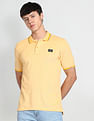 Flying Machine Striped Collar Solid Polo Shirt