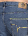 Flying Machine Stone Wash Slash Slim Tapered Fit Jeans