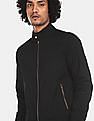 Flying Machine High Neck Zip Up Solid Jacket