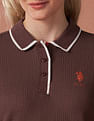 U.S. Polo Assn. Women Tipped Collar Textured Polo Shirt