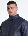 Flying Machine High Neck Solid Quilted Jacket
