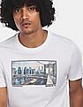 Aeropostale Men Off White Graphic Print Cotton T-Shirt