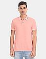 Calvin Klein Men Pink Institutional Heathered Cotton Pique Polo Shirt