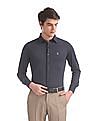 USPA Tailored Blue Slim Fit Printed Shirt