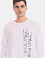 Calvin Klein Men White Full Sleeve Printed Cotton T-Shirt