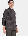 Calvin Klein Men Black Slim Fit Windowpane Check Casual Shirt