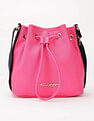 Tommy Hilfiger Solid Pink Pu Bucket Bag