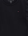 Tommy Hilfiger Kids Girls Flutter Sleeve Ribbed T-Shirt