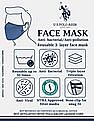 U.S. Polo Assn. Unisex Adults Grey And Pink Triple Layer Reversible Anti Bacterial Reusable Face Masks - Pack Of 3