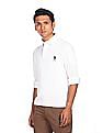 U.S. Polo Assn. Men White Long Sleeves Solid Polo Shirt