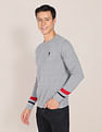 U.S. Polo Assn. Crew Neck Self Design Cotton Sweater