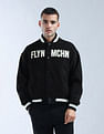 Flying Machine Appliqued Pattern Relaxed Fit Varsity Jacket