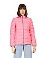 Tommy Hilfiger Women Pink Long Sleeve Solid Detachable Fur Hood Jacket