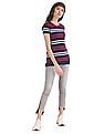 U.S. Polo Assn. Women Blue Patterned Stripe Knit Top