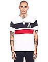 Aeropostale Men White Short Sleeve Colour Block Polo Shirt