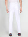 U.S. Polo Assn. Denim Co. Men White Mid Rise Logo Print Solid Track Pants