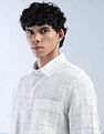 Flying Machine Windowpane Checked Pure Cotton Shirt