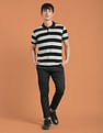 Flying Machine Horizontal Stripe Tipped Collar Polo Shirt